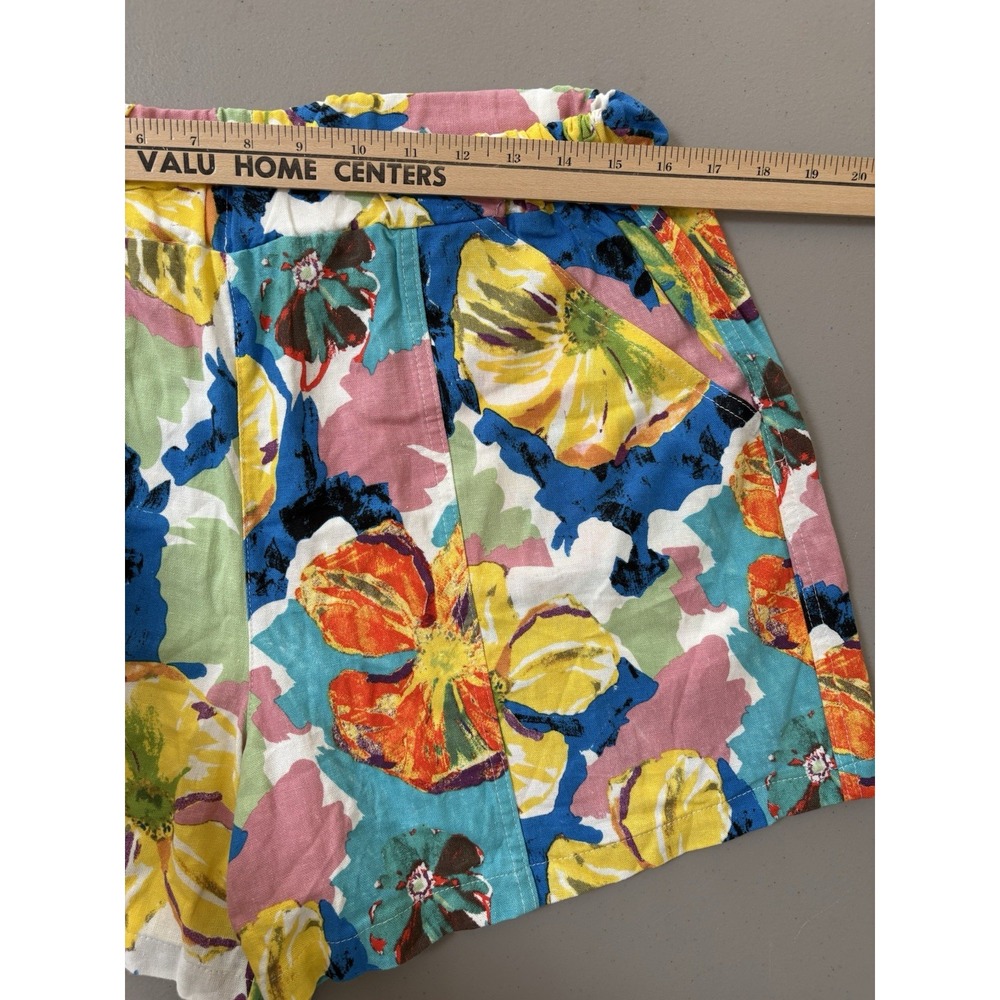 Hester & Orchard Shorts Womens Sz Large Floral Linen Blend Boho Artsy Tropical - Picture 4 of 10
